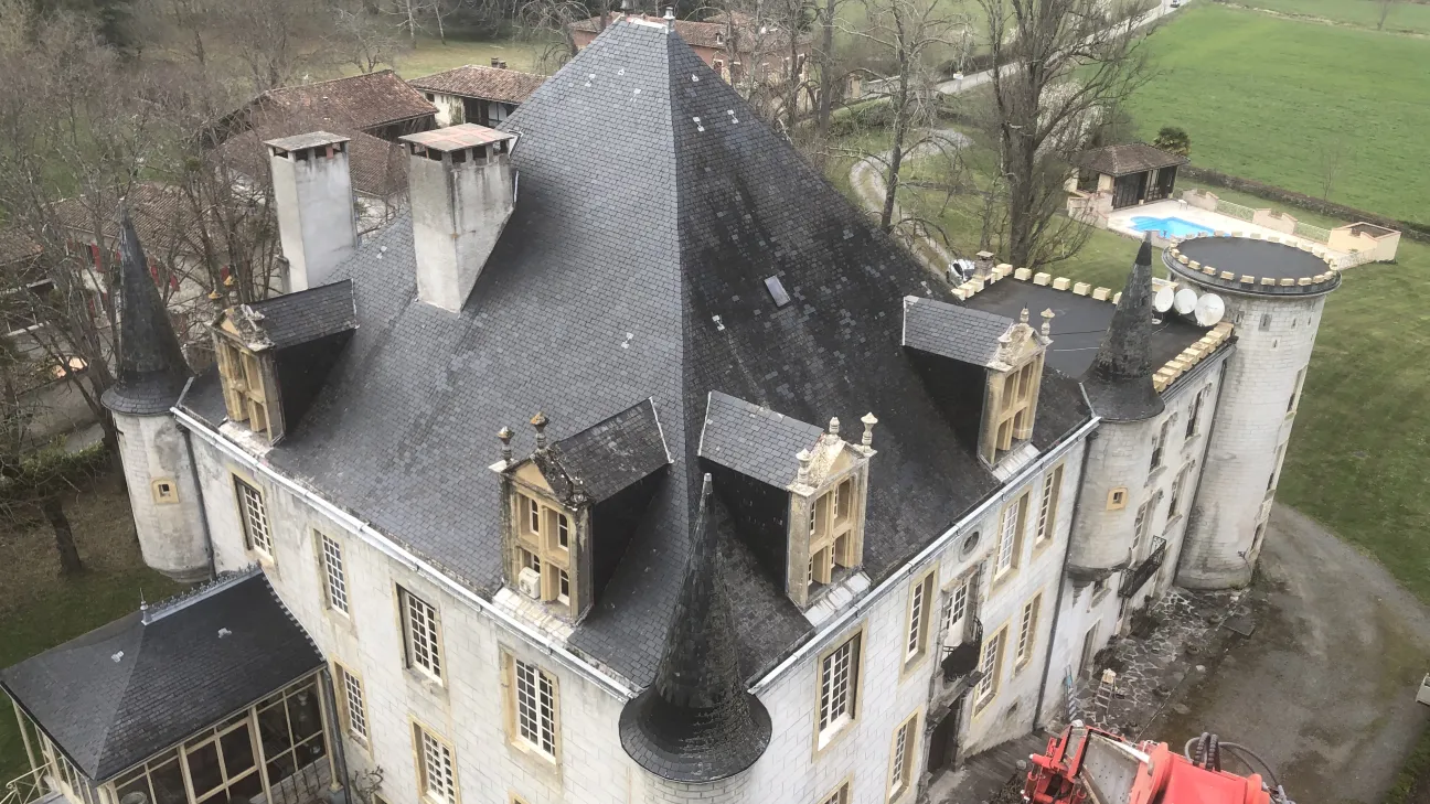 Vue d'ensemble de la couverture remaniée du château
