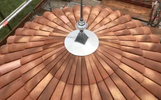 Epi en zinc avec collerette façonnée et soudée sur le chantier