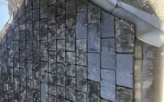 Gros plan sur quelques ardoises remplacées