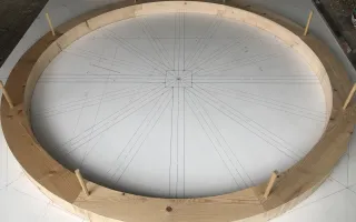 Présentation des sablières sur son épure (dessin au sol en taille réelle)